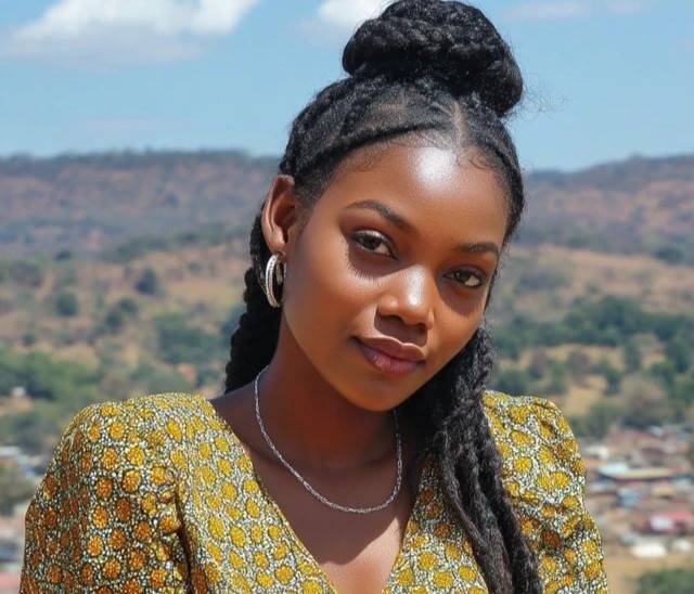 Young African woman, urban fashion influencer — Libreville Gabon context